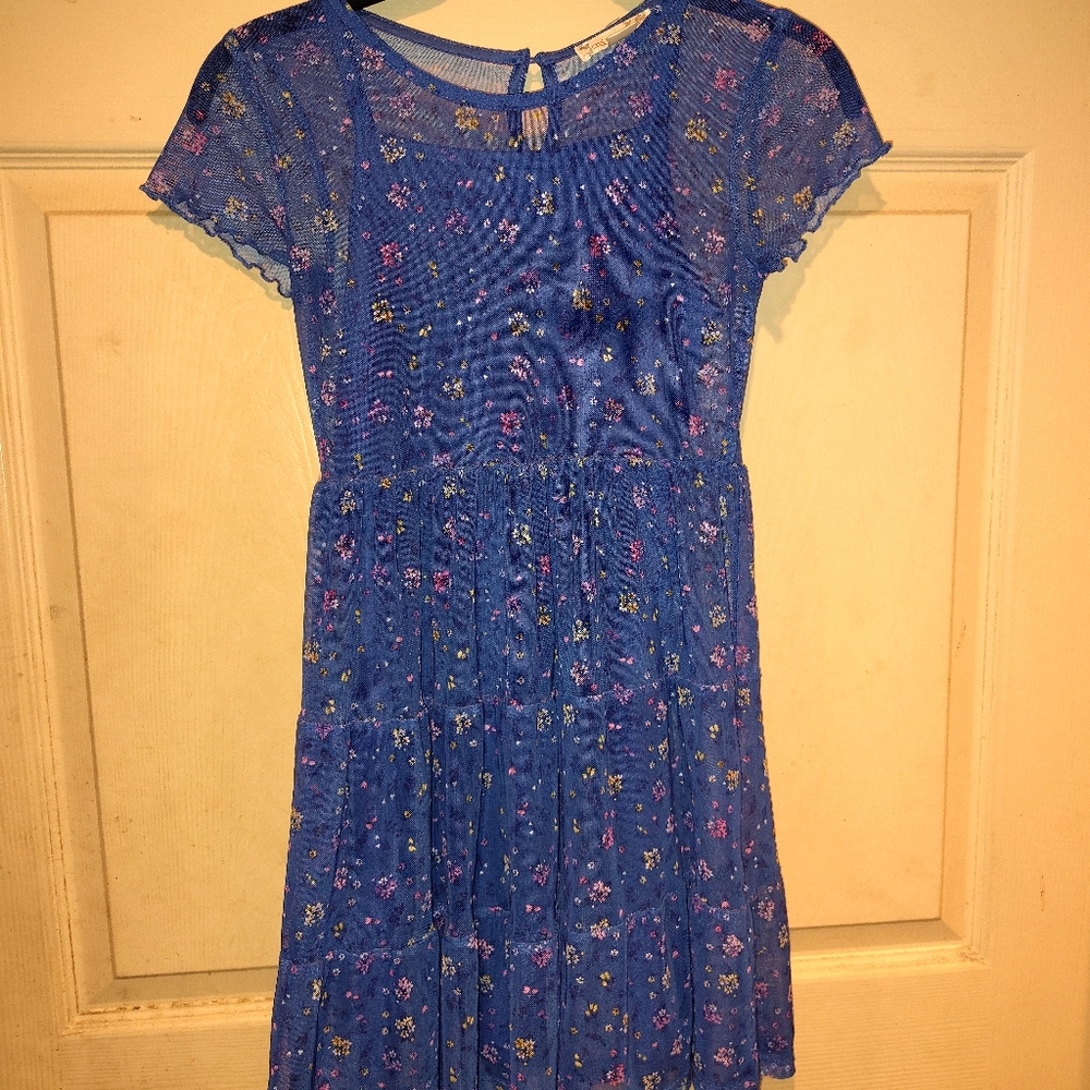 Knitworks Girl's Size 10 Blue Floral Lace Dress